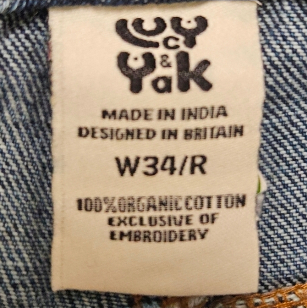 76 LUCY & YAK EMBROIDERED DAISY - MAE DANA MOM JEANS SIZE 34R - Picture 10 of 10